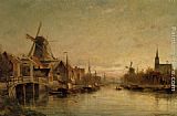 Cornelis Christiaan Dommelshuizen Evening at Maashuis Holland painting